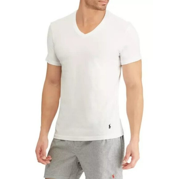 Polo Ralph Lauren Men's White Wicking Classic Fit V-Neck Shirt 5 Pack Size S - Picture 5 of 6